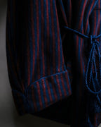 "Vintage striped waist belt design gown coat"