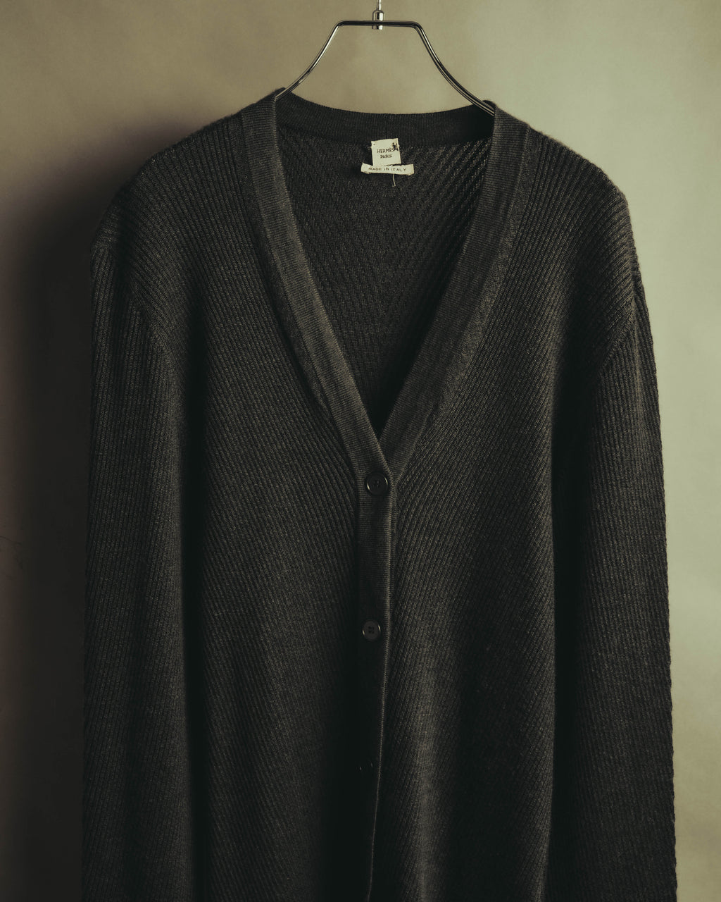“HERMÈS” 00’s-10’s Cashmere silk ribbed V-neck cardigan