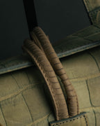 "GIORGIO ARMANI" 00's Crocodile-embossed leather tassel handbag