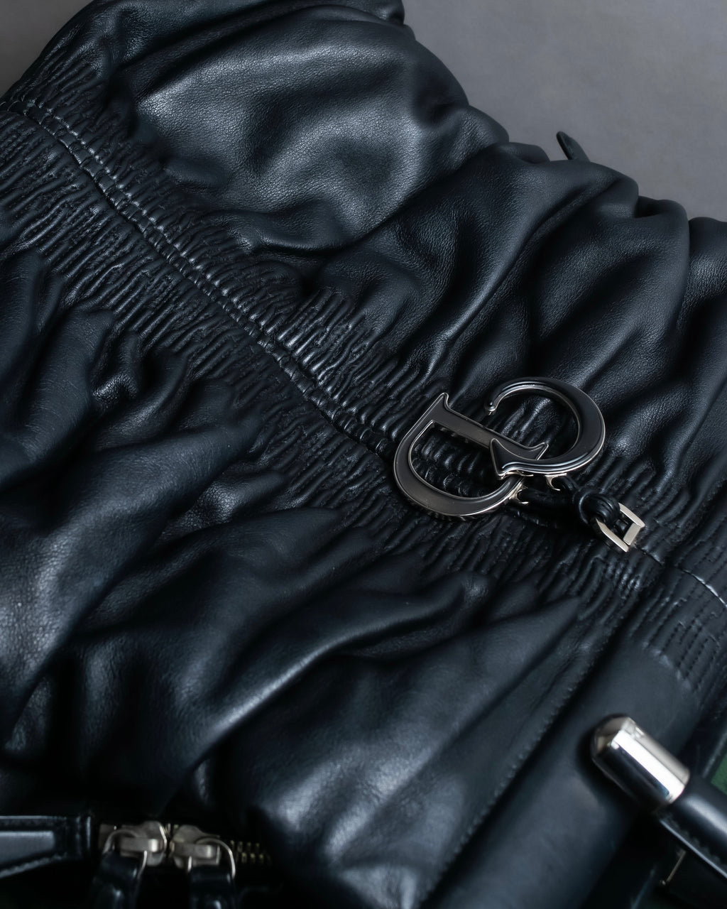 "Christian Dior" Karenina gathered design leather handbag