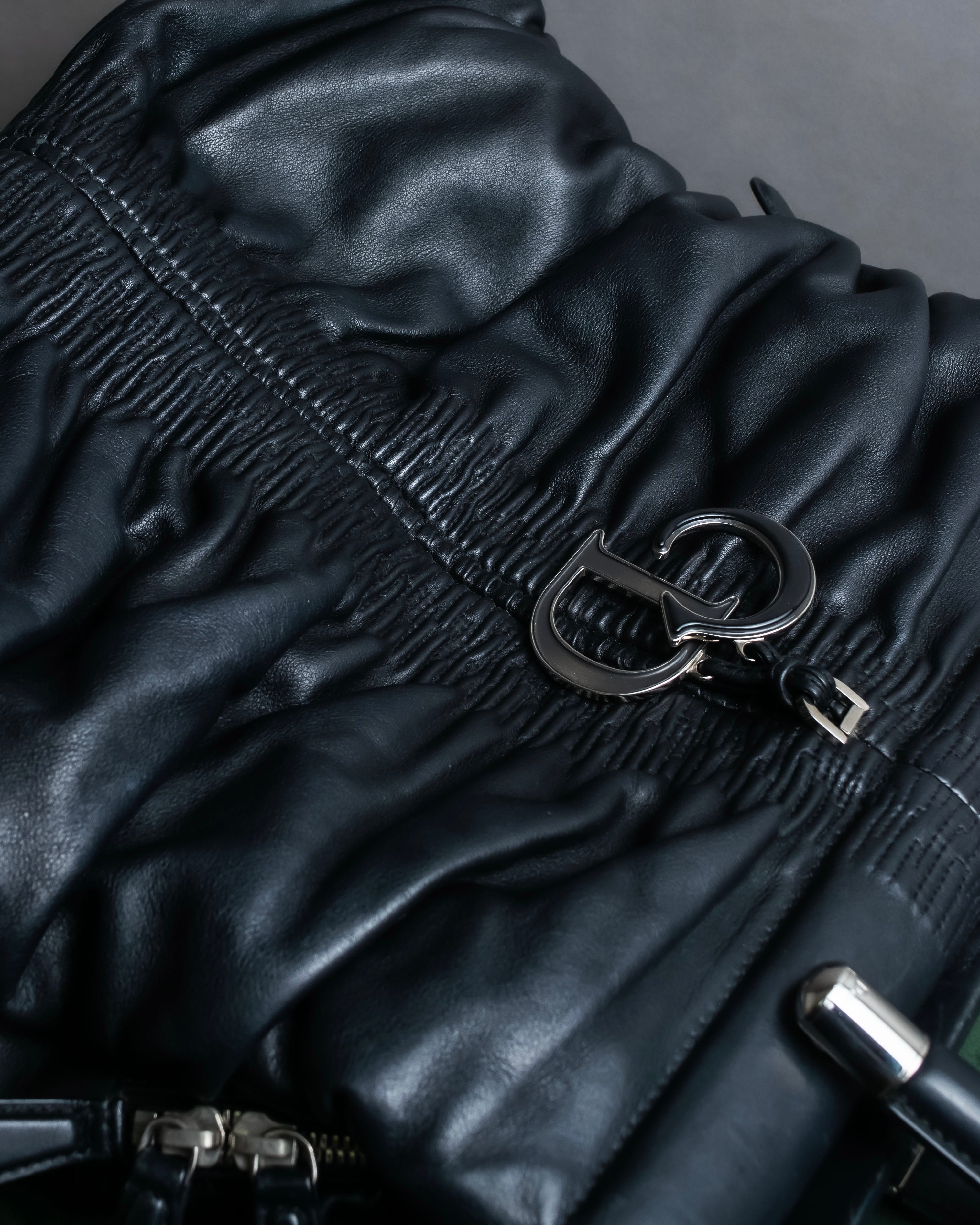 "Christian Dior" Karenina gathered design leather handbag