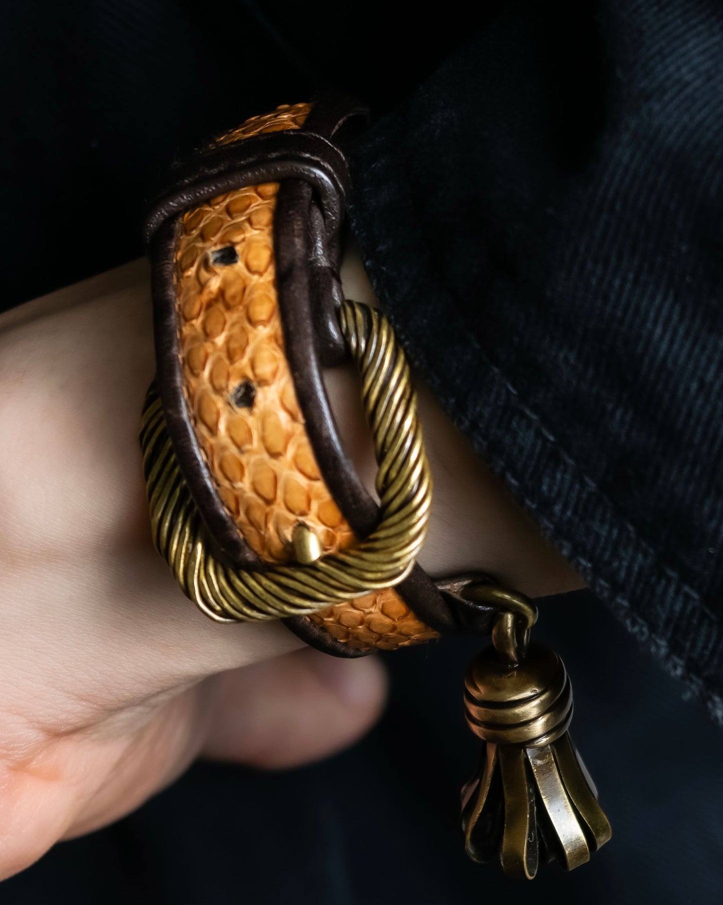 "BOTTEGA VENETA" Python switch design leather bracelet