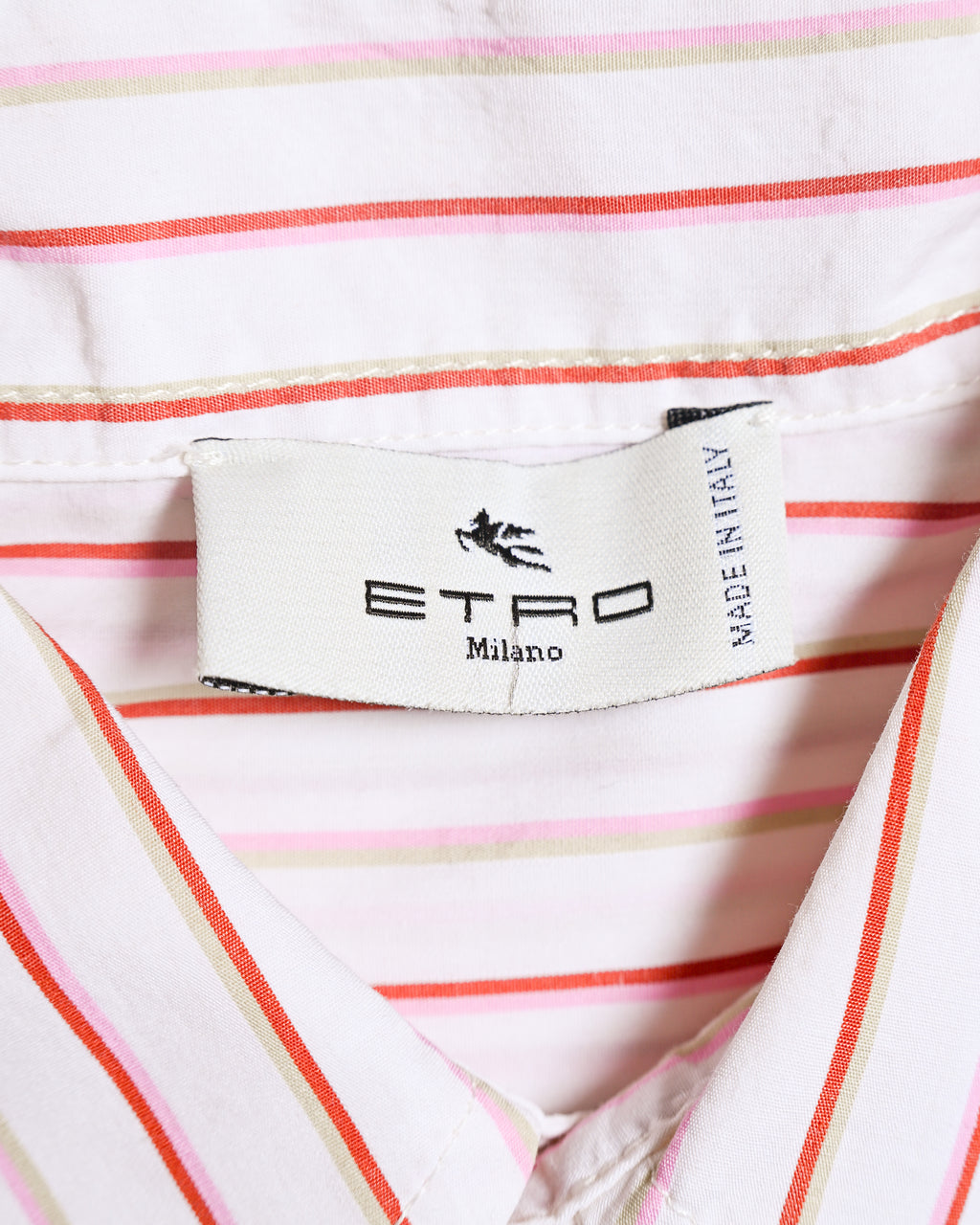 ETRO/ Oversized Multi Color Striped Shirt Pink × White