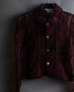 "robe de chambre COMME des GARCONS" Cable knit sheer shirt collar cardigan