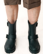 JIMMY CHOO/ Belts Detailed Rubber Rain Boots Dark Green