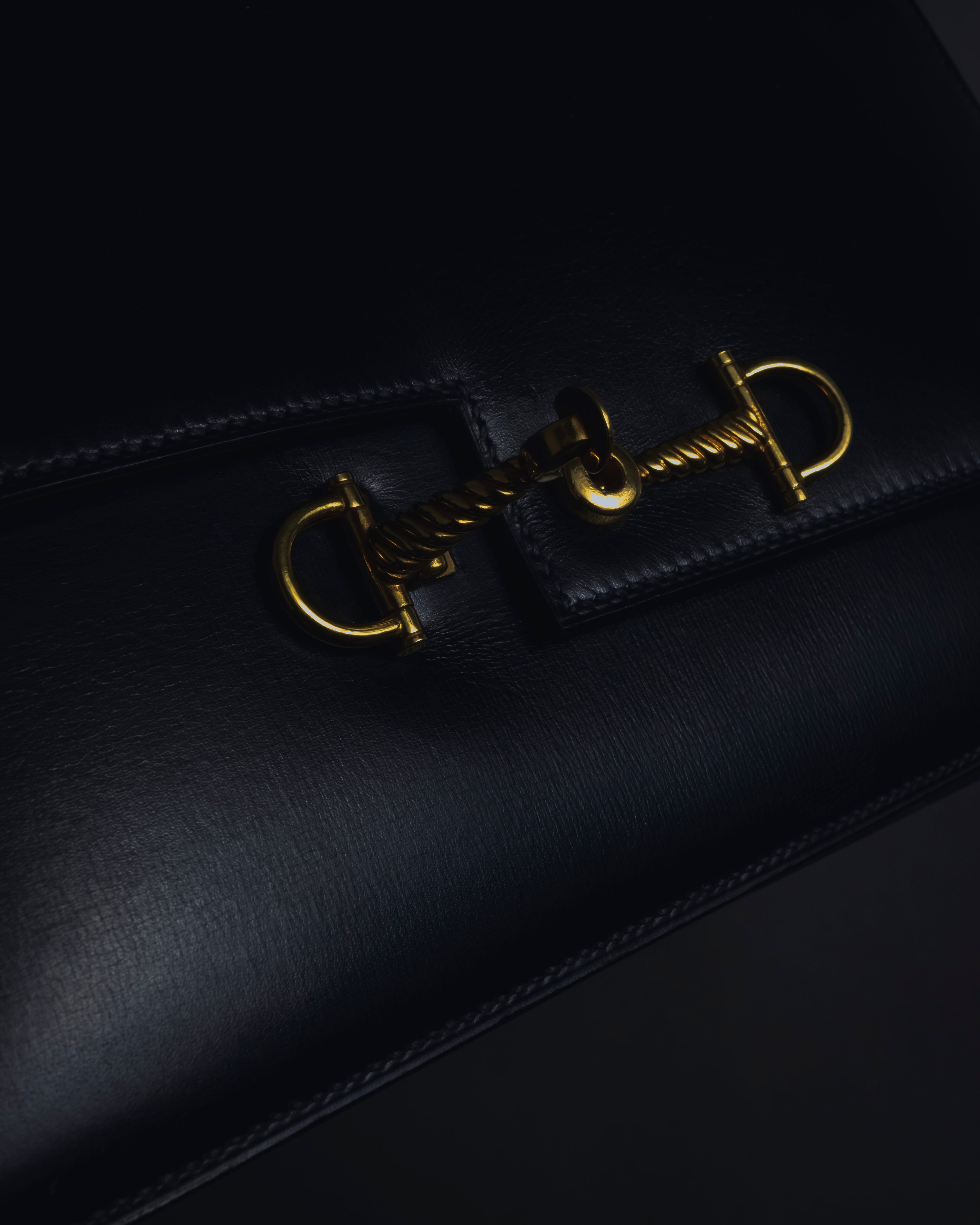 -SPECIAL- "HERMES" 60’s early sandrine box dark blue calf bit bag