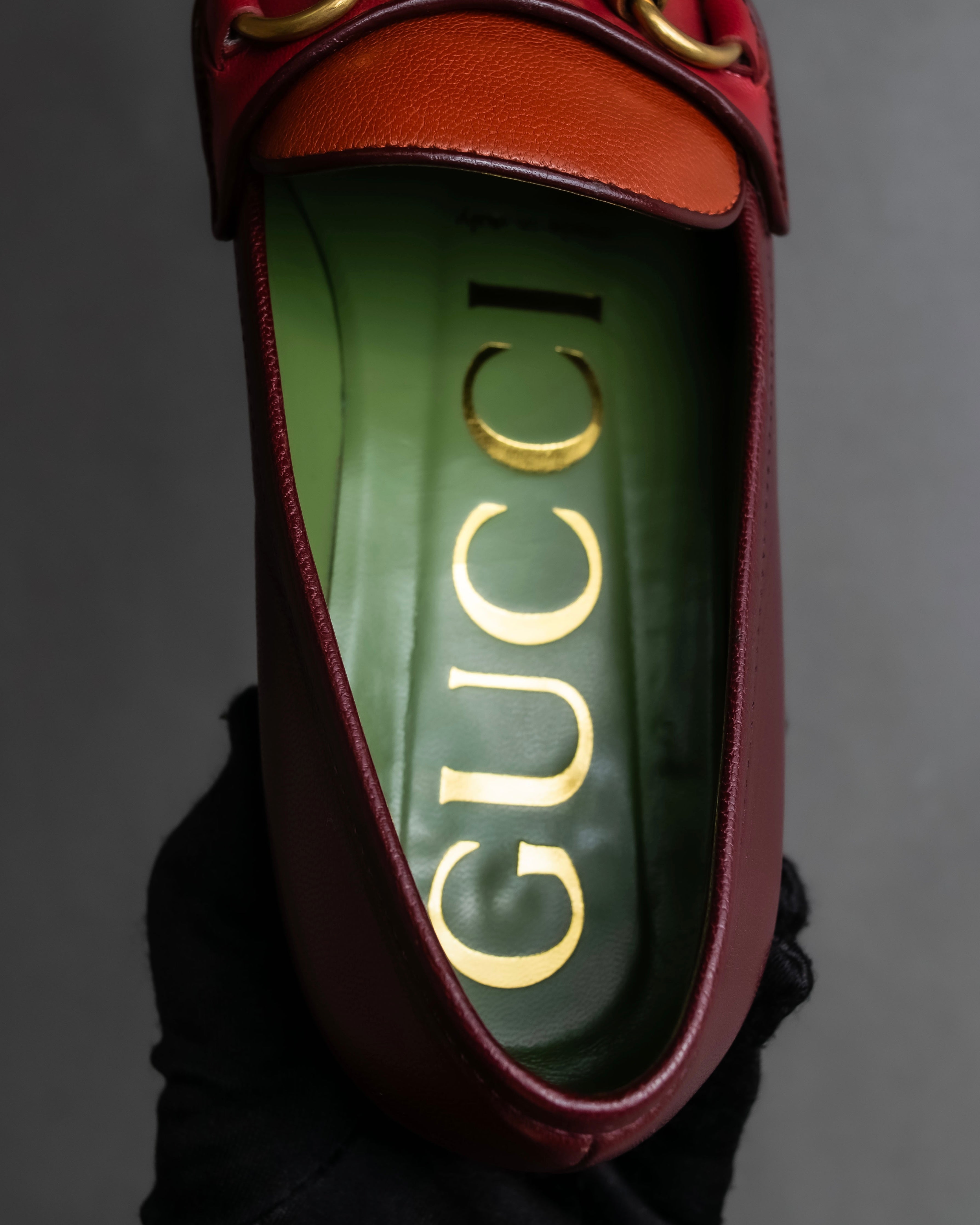 "GUCCI" Multicolor horsebit design heeled loafers