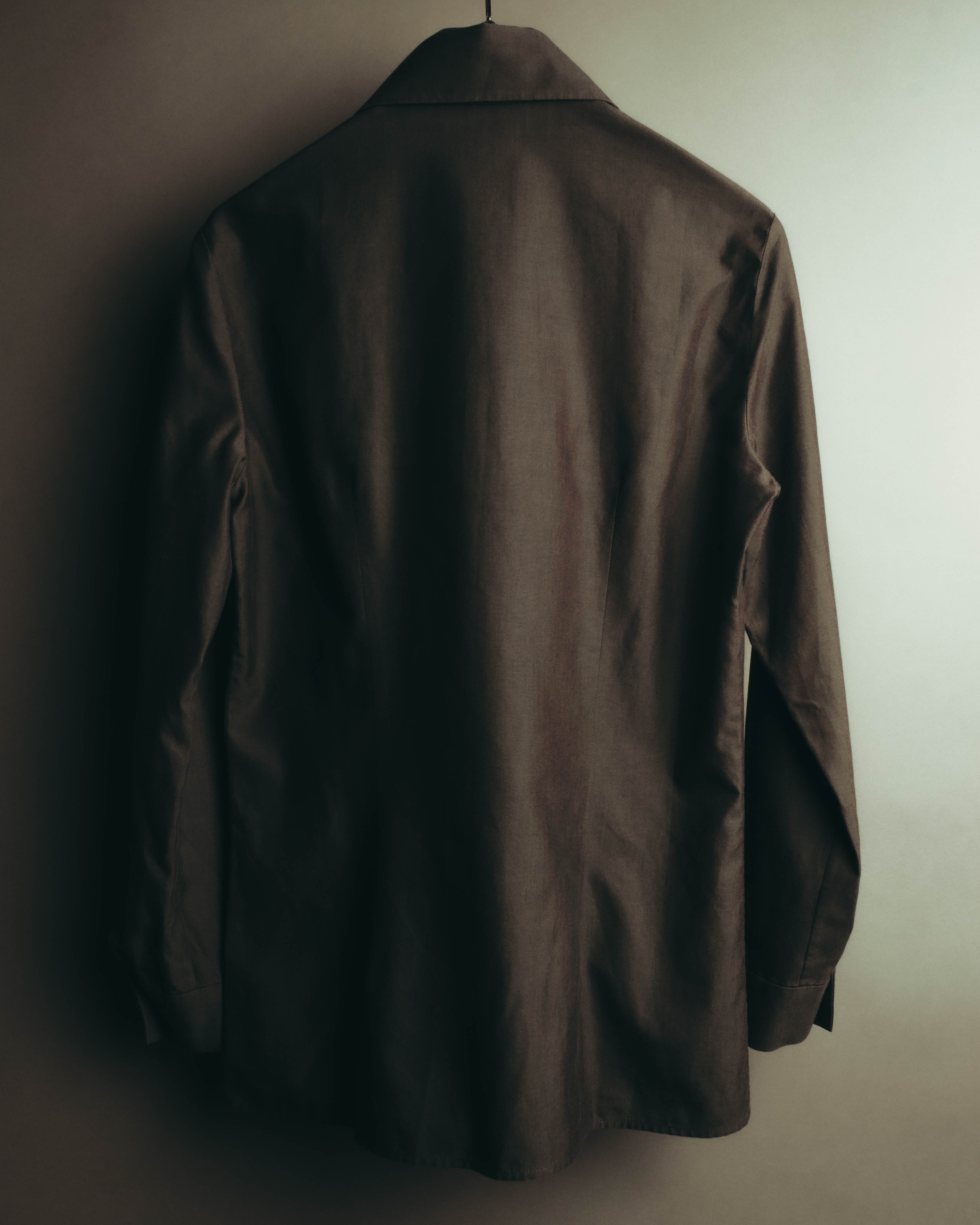 "CELINE" 90's-00's Sharp collared cotton button-up shirt