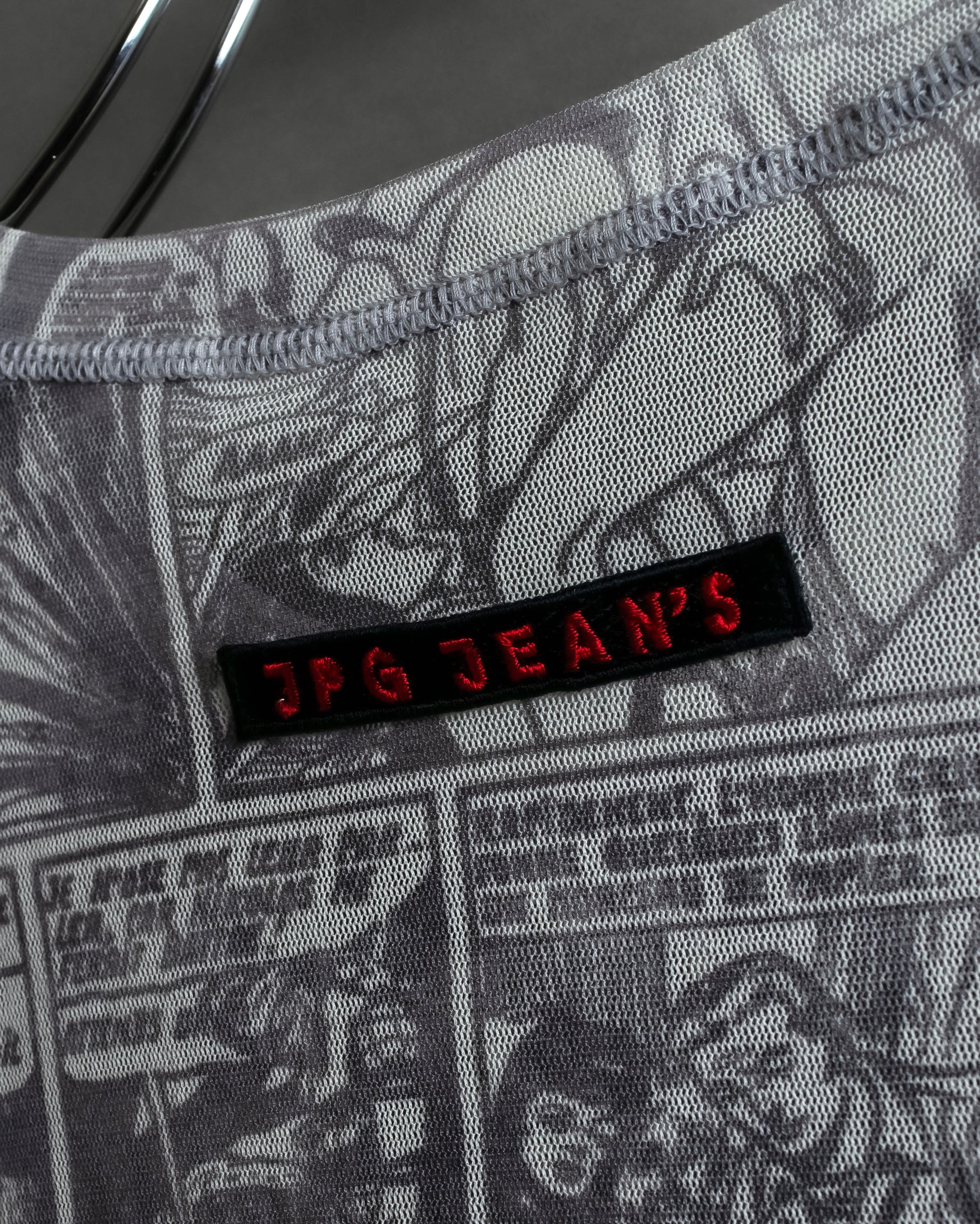 "JEAN PAUL GAULTIER JEANS" American comic book motif sheer short length pullover