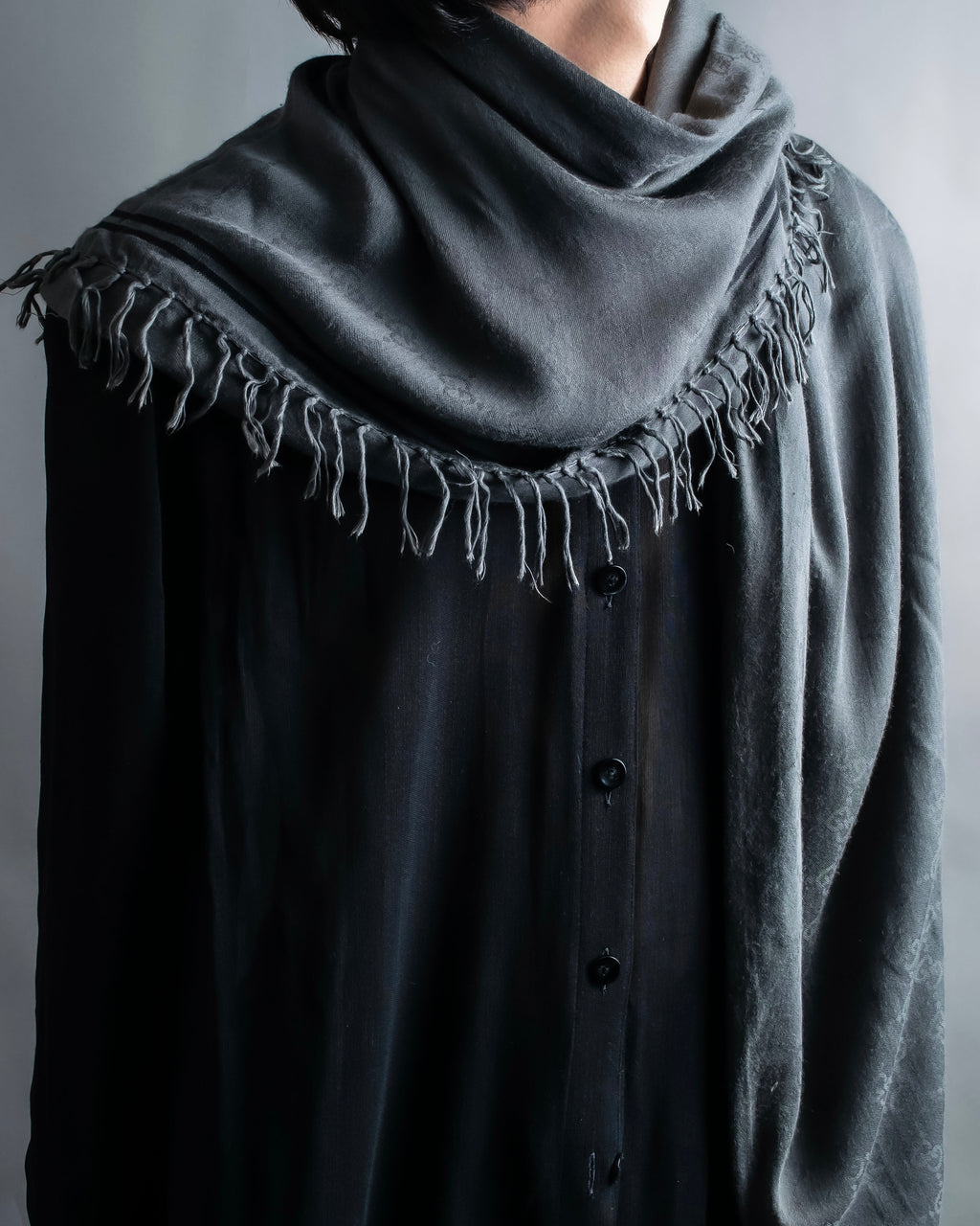 "GUCCI" GG pattern fringe detail scarf