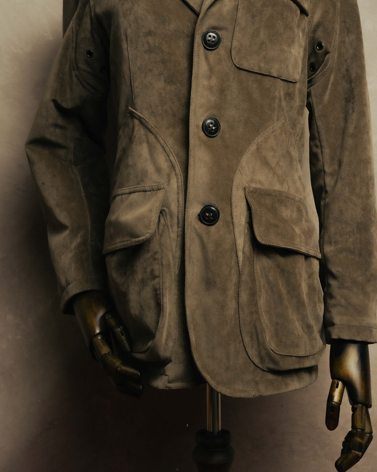 “GIORGIO ARMANI” 90’s-00’s Suede-effect multi-pocket tailored field jacket