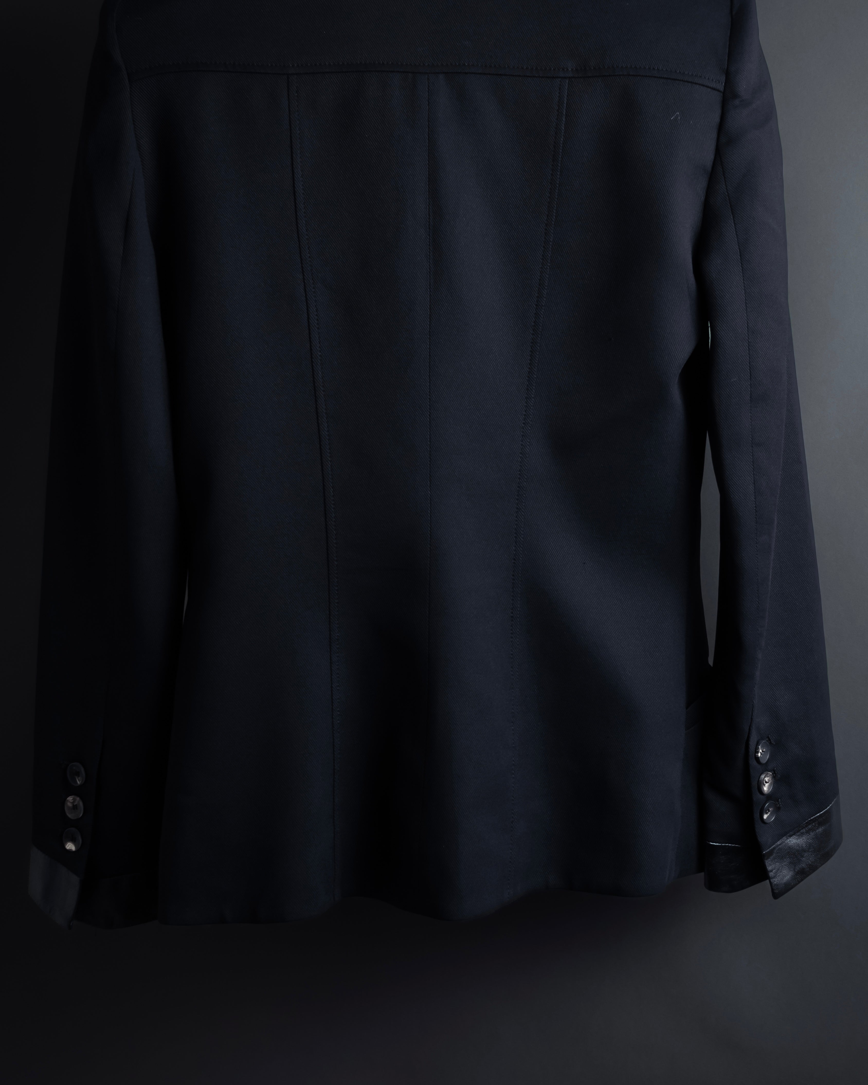 "HELMUT LANG" Leather lapel design, glossy jacket