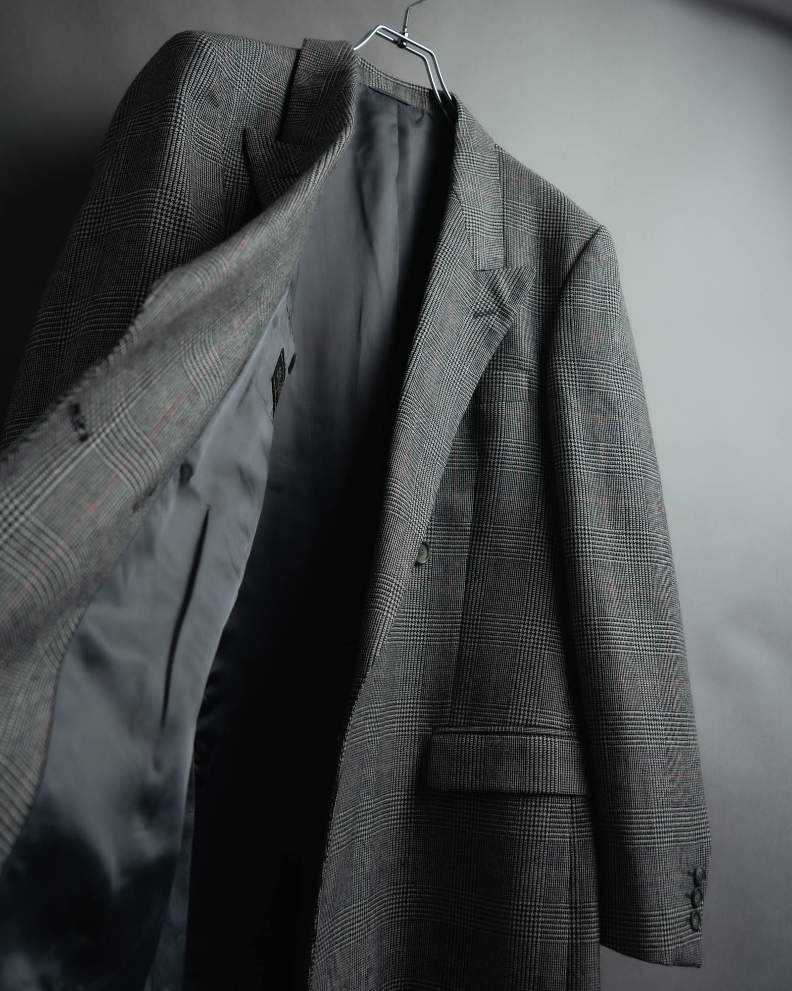 -MOOD MILLÉSIMES- 80’s-90’s Prince of Wales check wool double-breasted setup suit