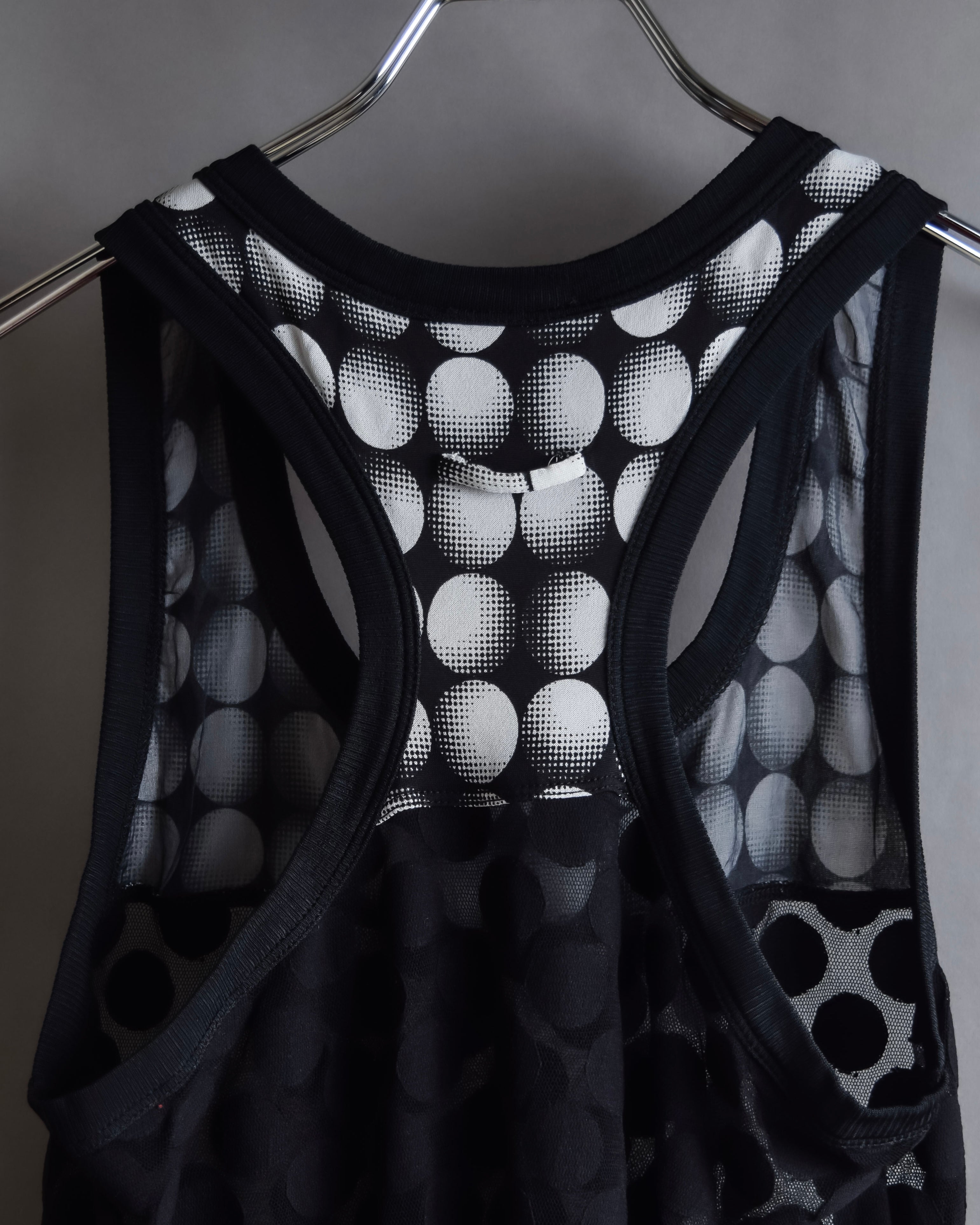 "JEAN PAUL GAULTIER MAILLE FEMME" Layered dot illusion mesh dress