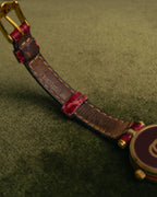 "GUCCI" 80's-90's Sherry line web stripe round watch with roman dial