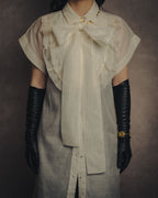 -SPECIAL- “VALENTINO ROMA” 2000’s sheer bow tie ruffled blouse