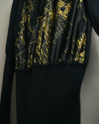 "Hermès" 00's Horse sketch print silk-paneled cashmere blend knit sweater