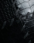 “YVES SAINT LAURENT” 90’s–Early 00’s Croc embossed leather woven stitch tote bag