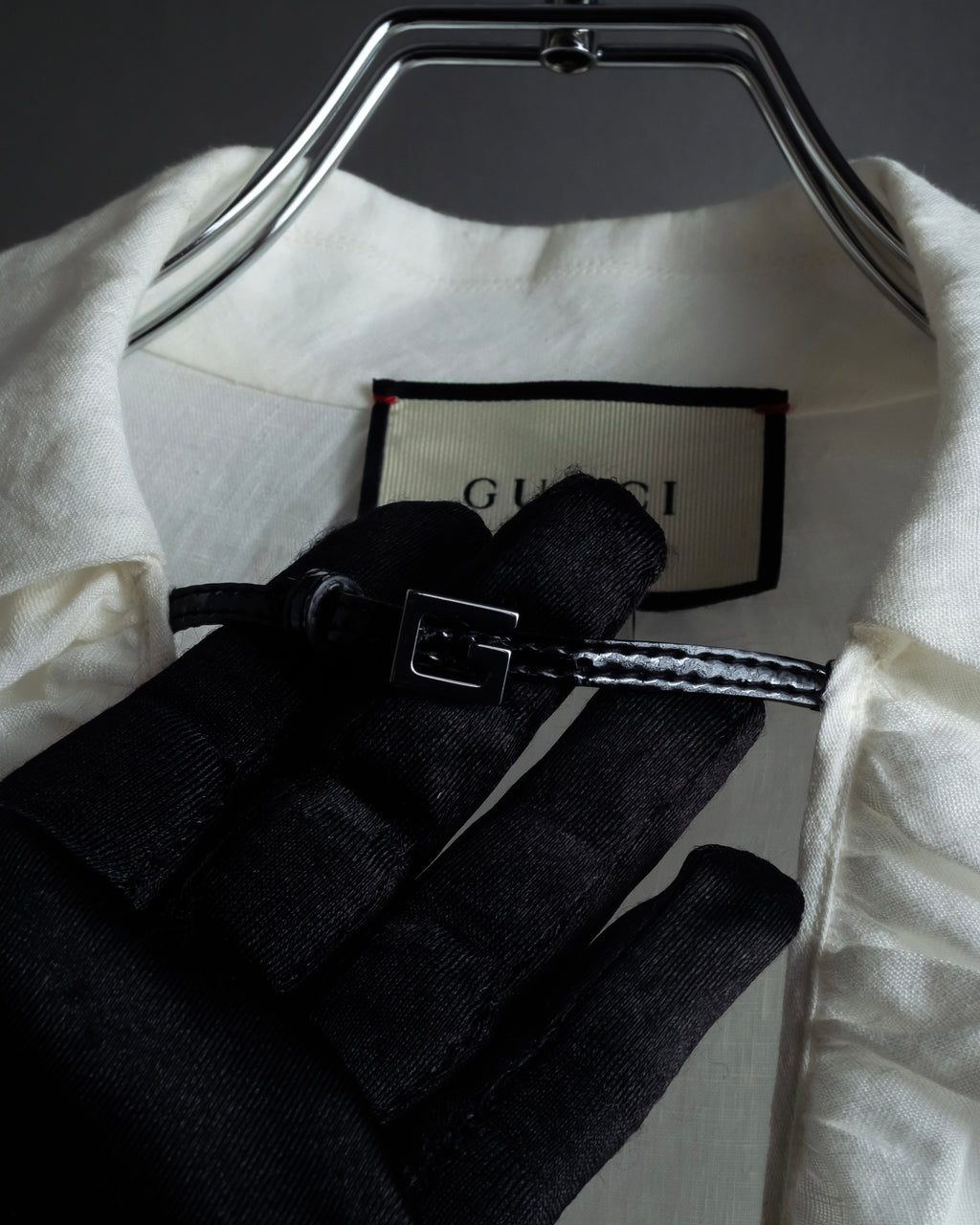 "GUCCI" Michele period ruffle round collar linen pullover shirt