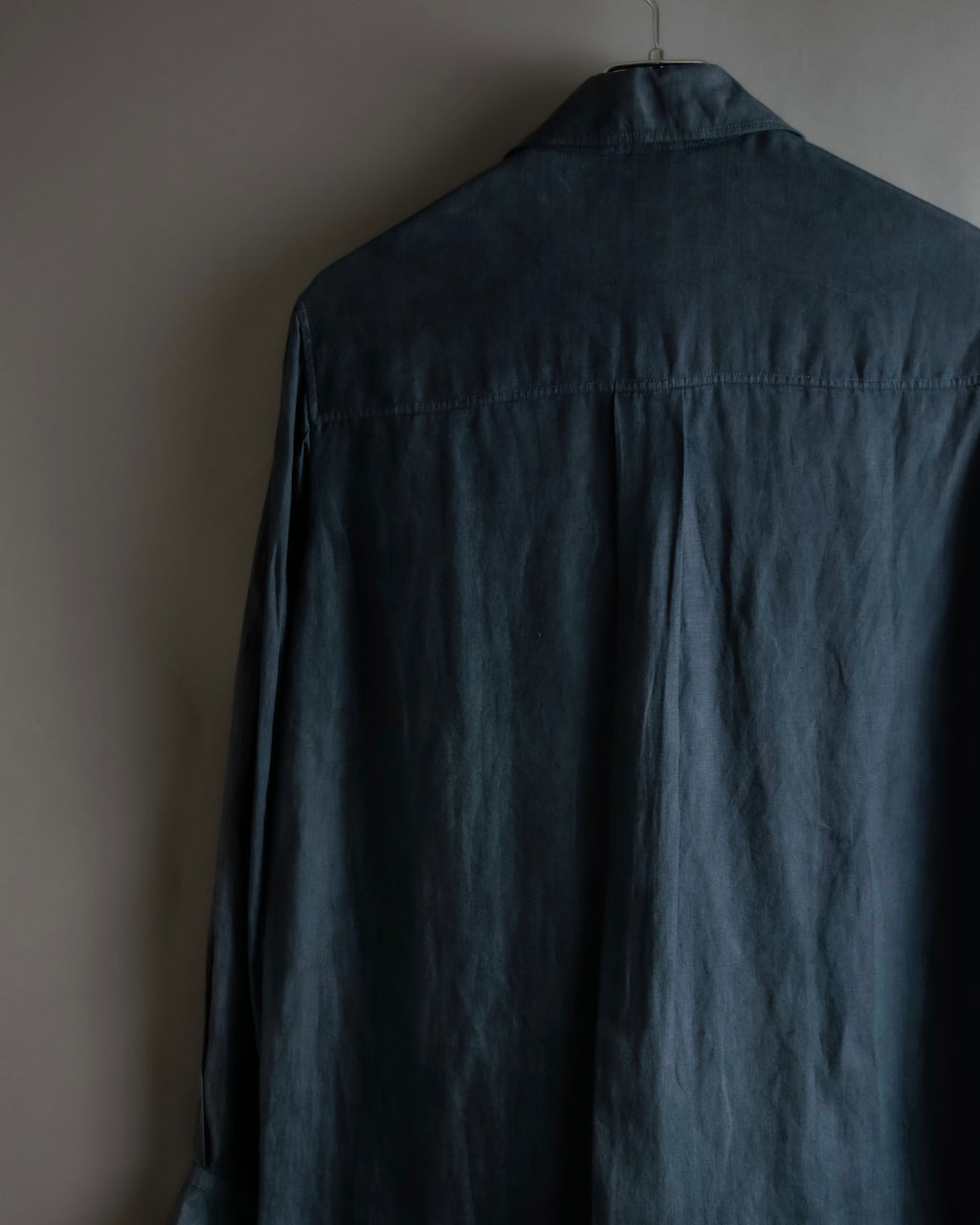 "HERMES" 90's Military detail linen long shirt dress