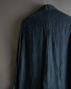 "HERMES" 90's Military detail linen long shirt dress