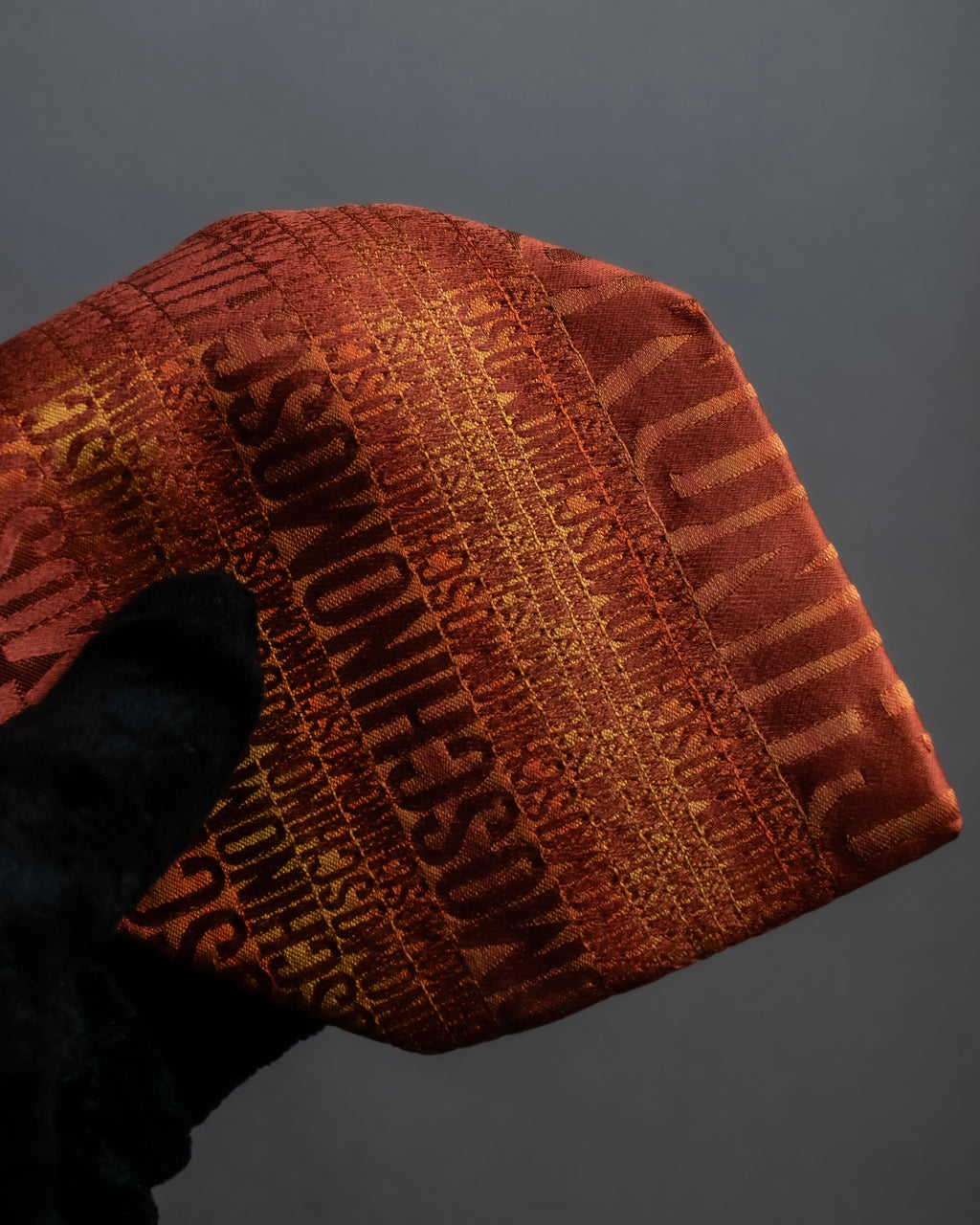 "MOSCHINO" Logo engraved patterned glossy silk necktie