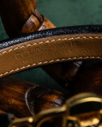 "CELINE" Horse-drawn carriage motif buckle leather bracelet