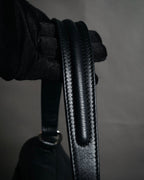 “YVES SAINT LAURENT” Late 2000s Muse Two grained leather flap hand bag