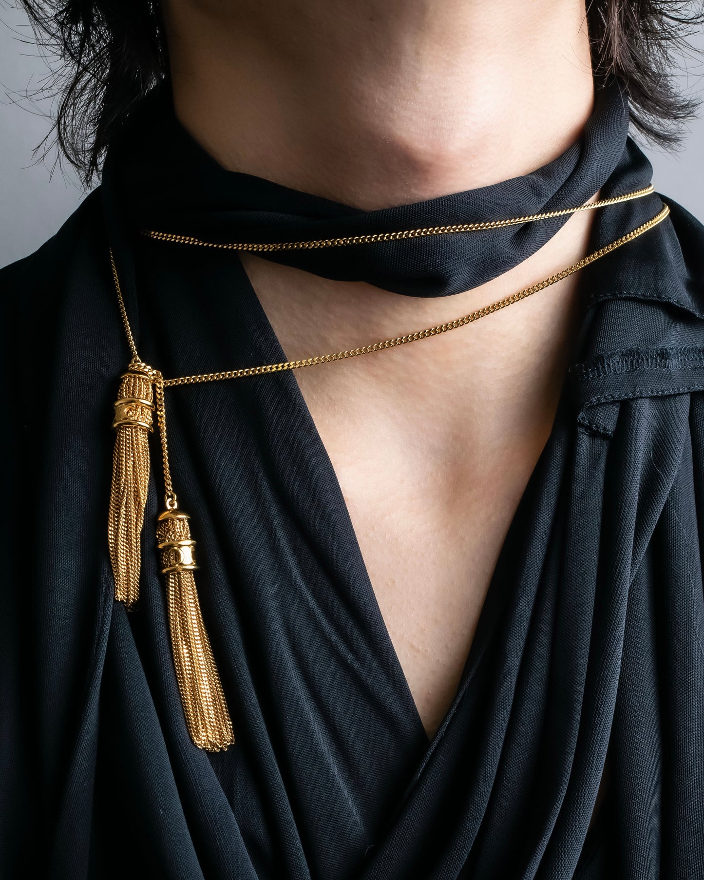 "CELINE" Fringe emblem design long necklace