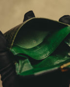 "Yves Saint Laurent" 80's Dark green crocodile compact wallet