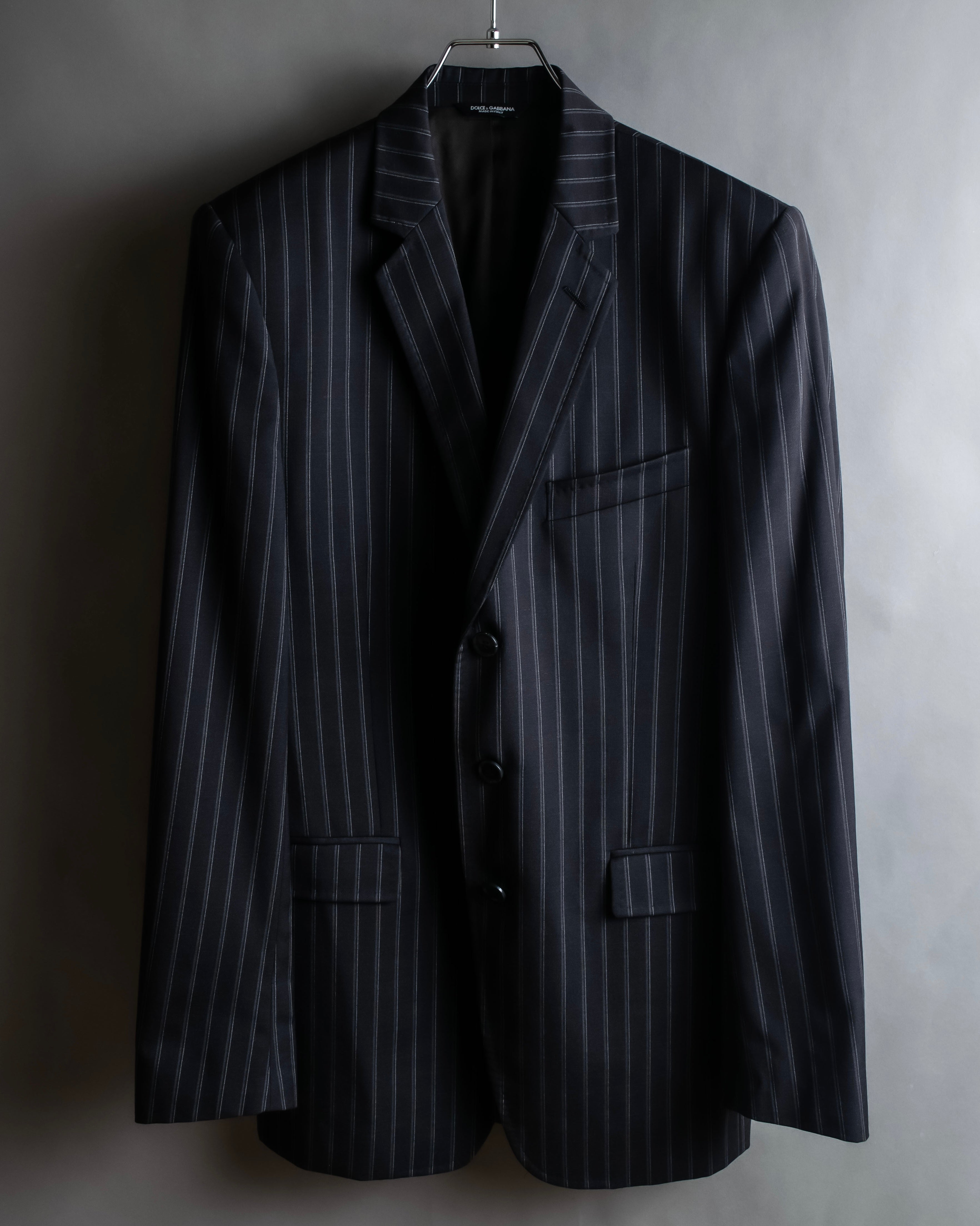 "Dolce & Gabbana" Pinstripe vertical lines emphasized tailored jacket