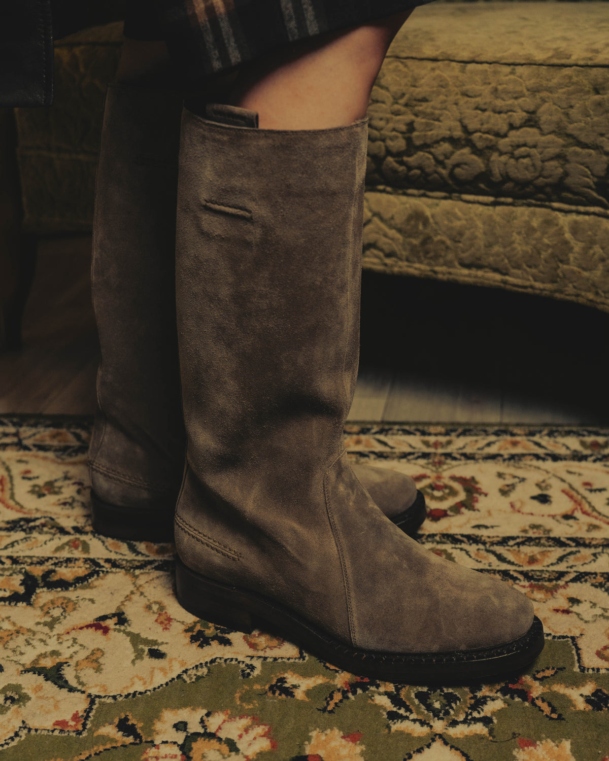 -SPECIAL- “Dior” 00’s Taupe suede square toe riding boots