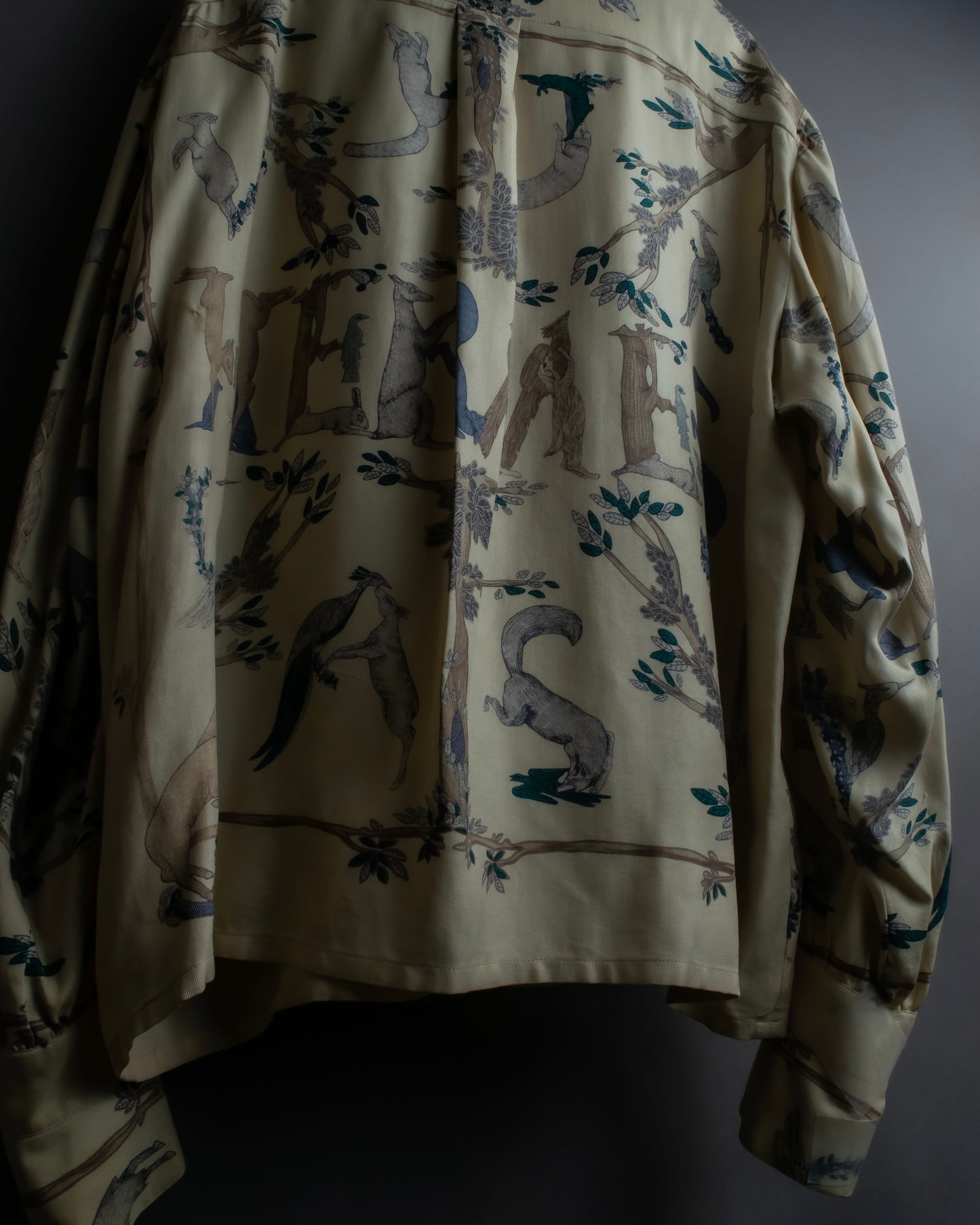 "HERMES" Natural animal pattern oversized silk shirt