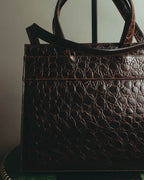 “Salvatore Ferragamo” 00’s-10’s Crocodile embossed vara bow 2way handbag