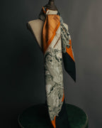 "Hermès" 90's-00's Architectural printed silk scarf