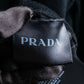 "PRADA" V-neck relaxed wool high gauge knit pullover