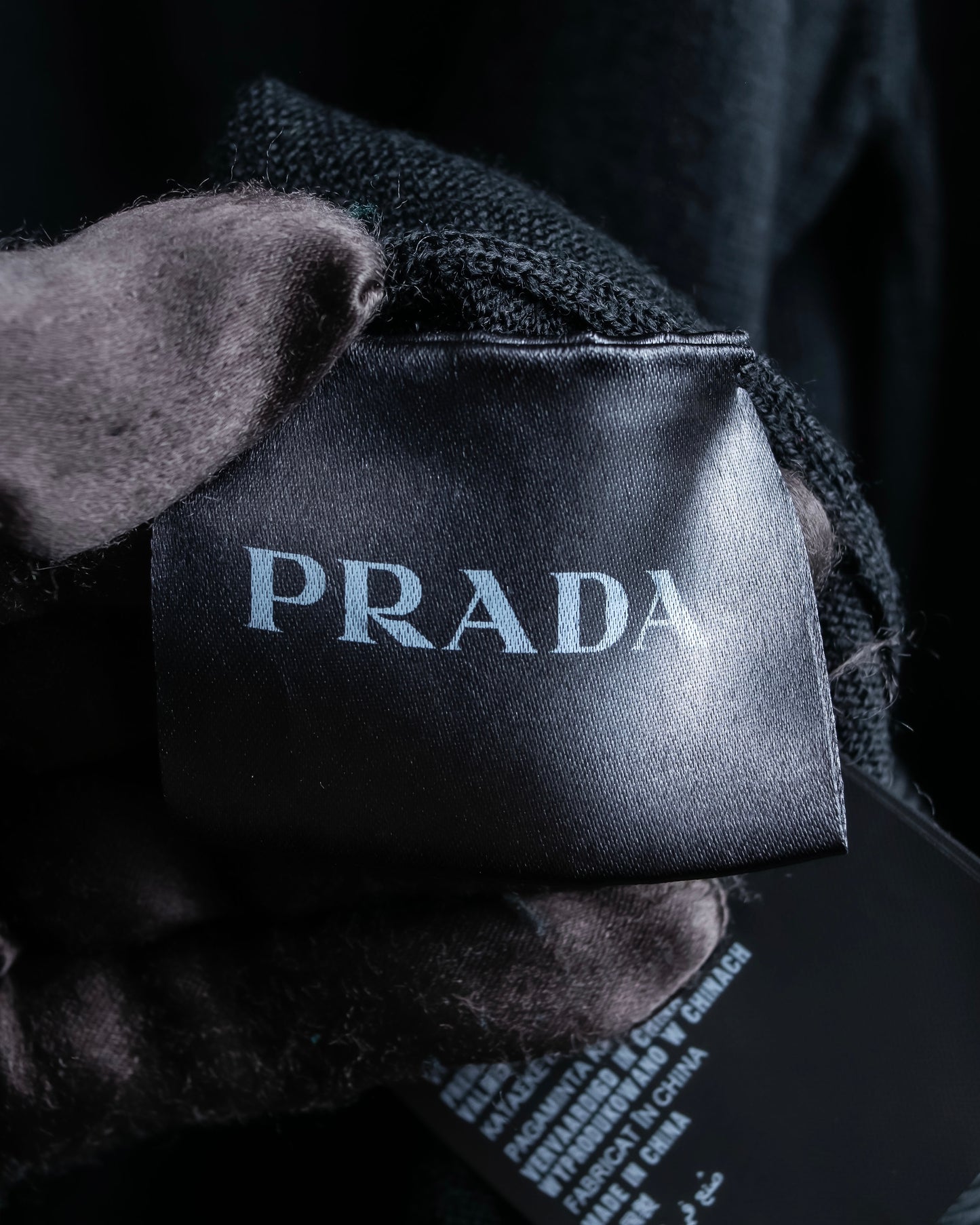 "PRADA" V-neck relaxed wool high gauge knit pullover