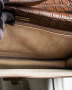 "GIORGIO ARMANI" crocodile leather box shoulder bag