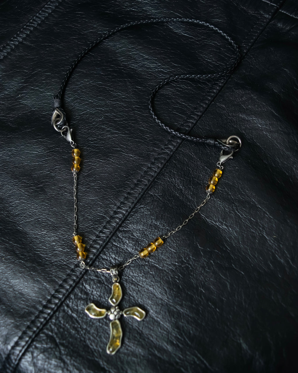 “Dolce&amp;Gabbana” Yellow crystal cross chain necklace