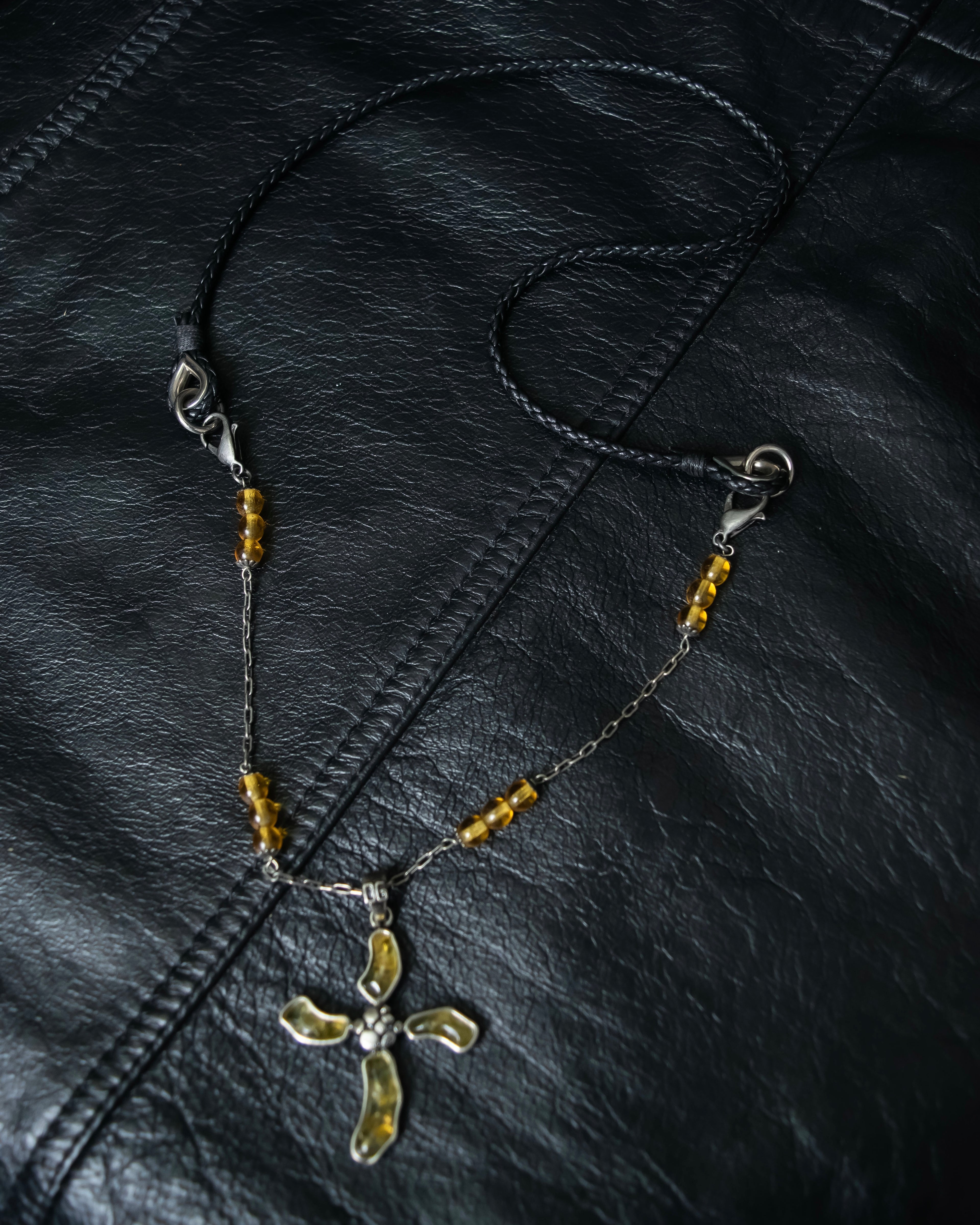 “Dolce&amp;Gabbana” Yellow crystal cross chain necklace