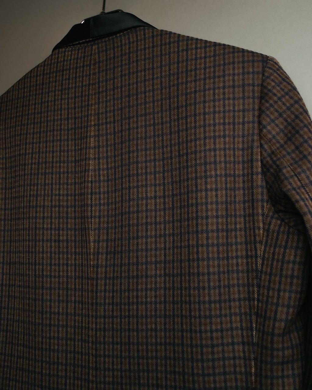 -SPECIAL- "Maison Martin Margiela" 00's Check shawl collar smoking jacket with satin contrast