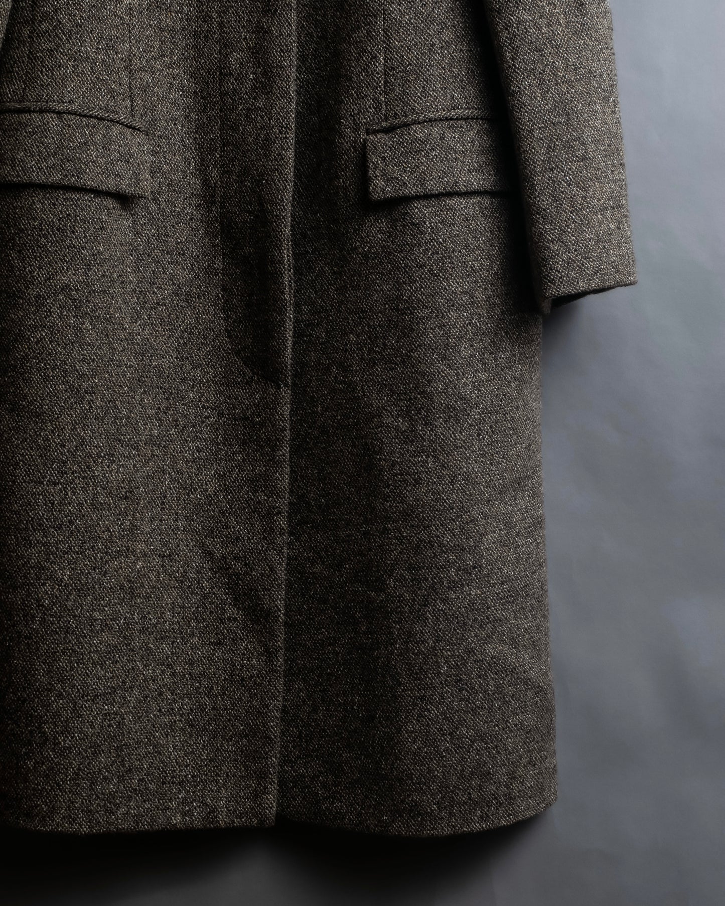 "Yves Saint Laurent Rive Gauche"
Fly front tweed chester coat