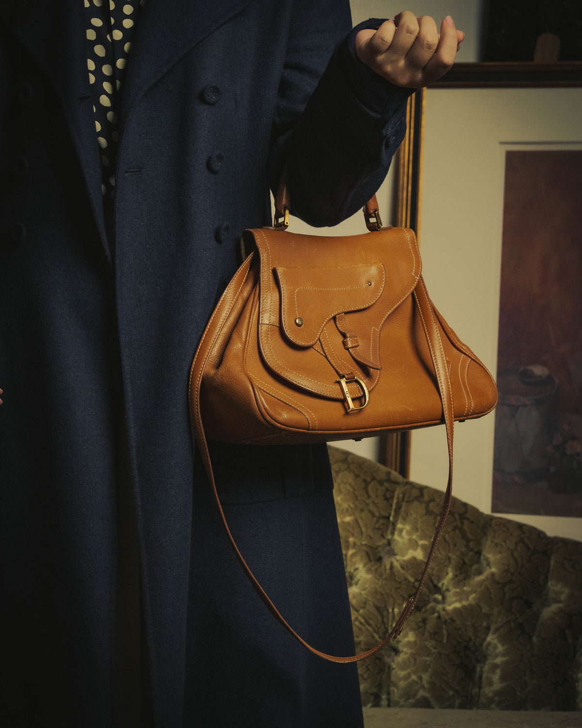 -SPECIAL- “Christian Dior” 2006-2007 Gaucho saddle leather two-way satchel