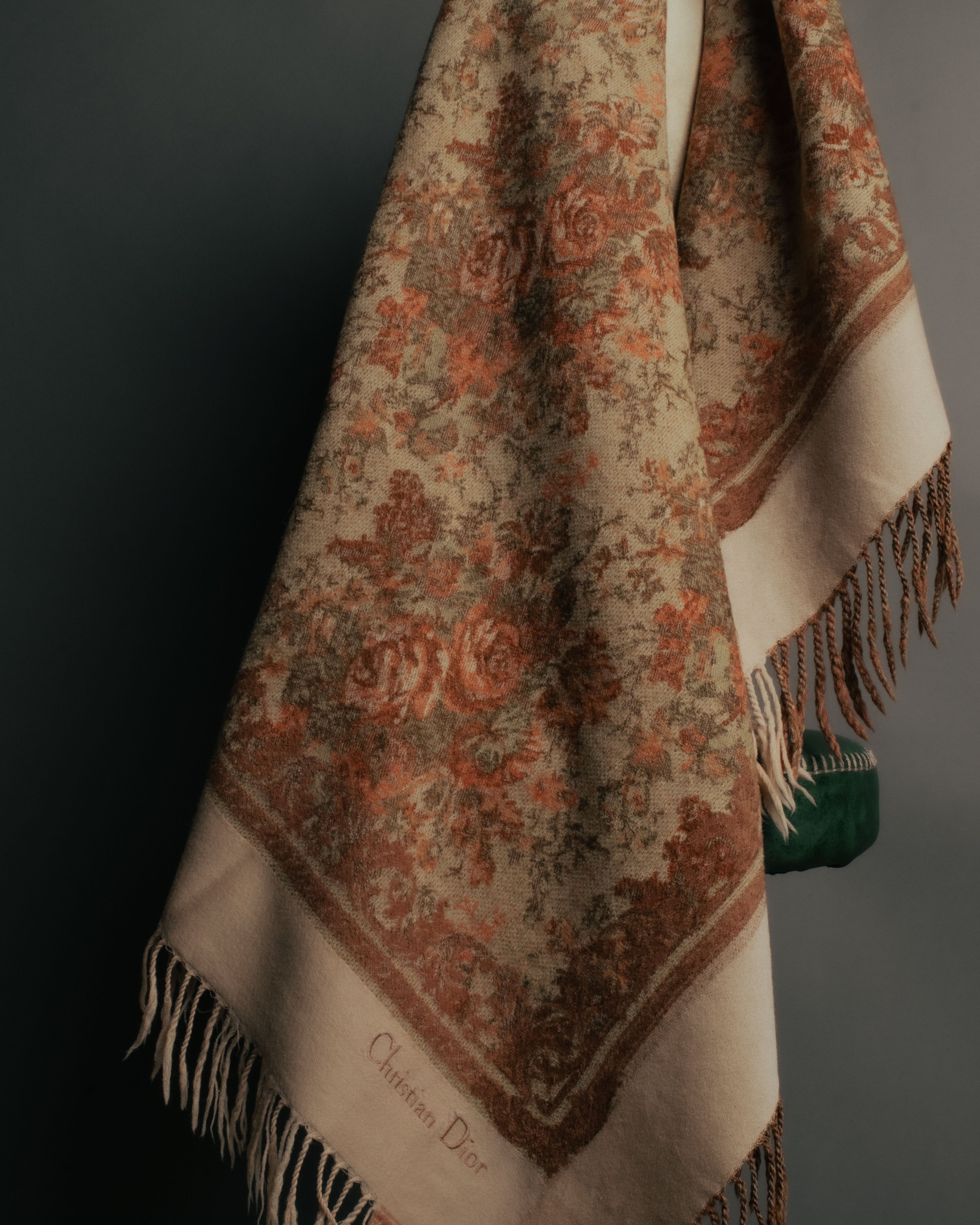 “Christian Dior“ 80’s-90’s Floral jacquard fringed stole