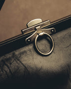 -SPECIAL- "Yves Saint Laurent" 00's Rive gauche black leather frame handbag