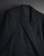"BALENCIAGA" 90’s Cashmere blend glen check double-breasted blazer