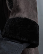 "NORTH BEACH" Smoky lamb fur design suede leather coat