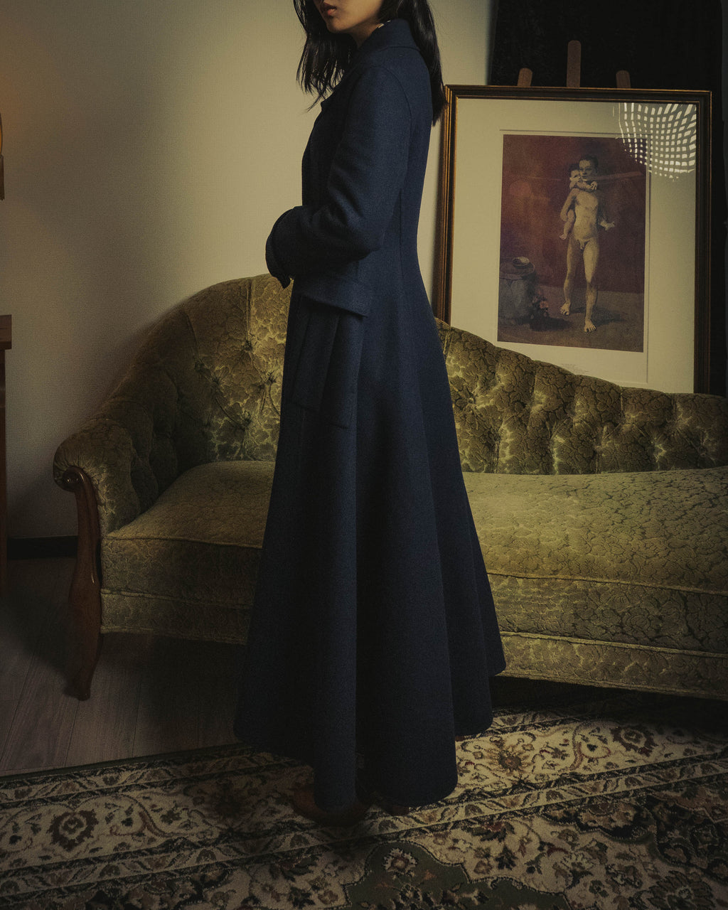 -SPECIAL- “Christian Dior” 2017 AW Navy double breasted A line long coat