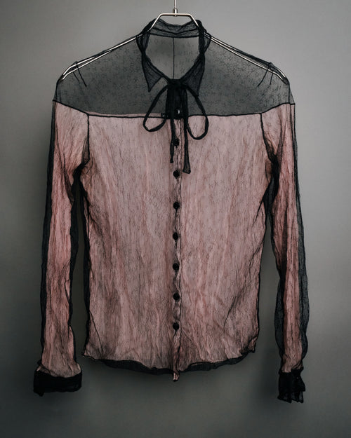-SPECIAL- “CHANEL” 2014-2019 Sheer lace bow blouse