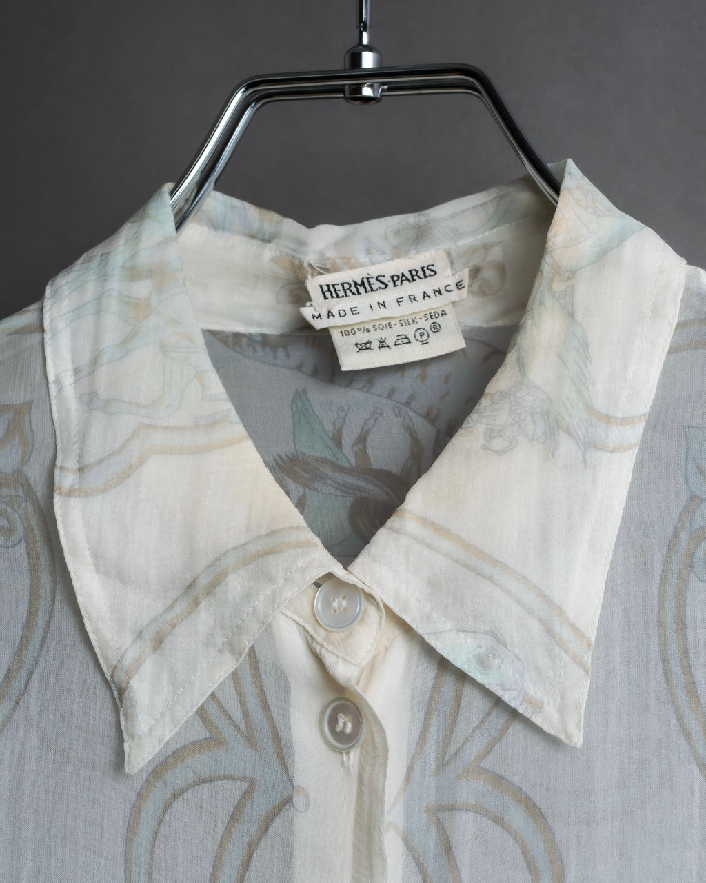 "HERMES" Margiela period abstract pattern shirt